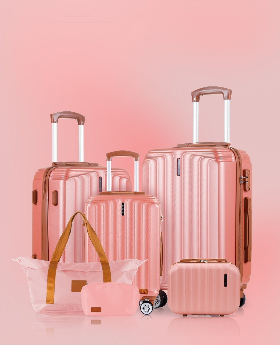 Expandable Luggage Sets Pink | UUH