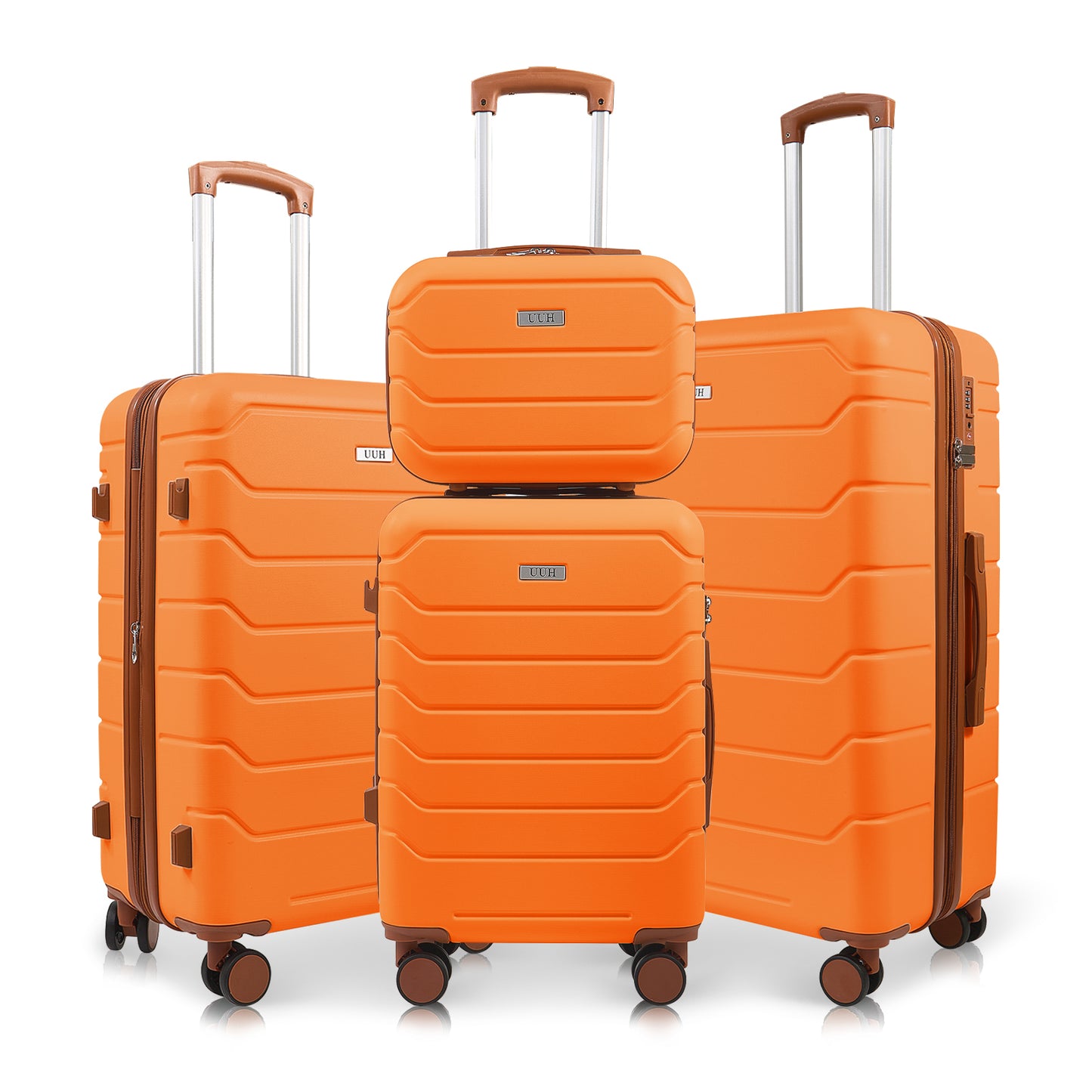 UUH 28-inch Luggage Family Travel 4-Piece Set – Buy 1 Get 3 Free (Includes 24/20/13-Inch)-Orange