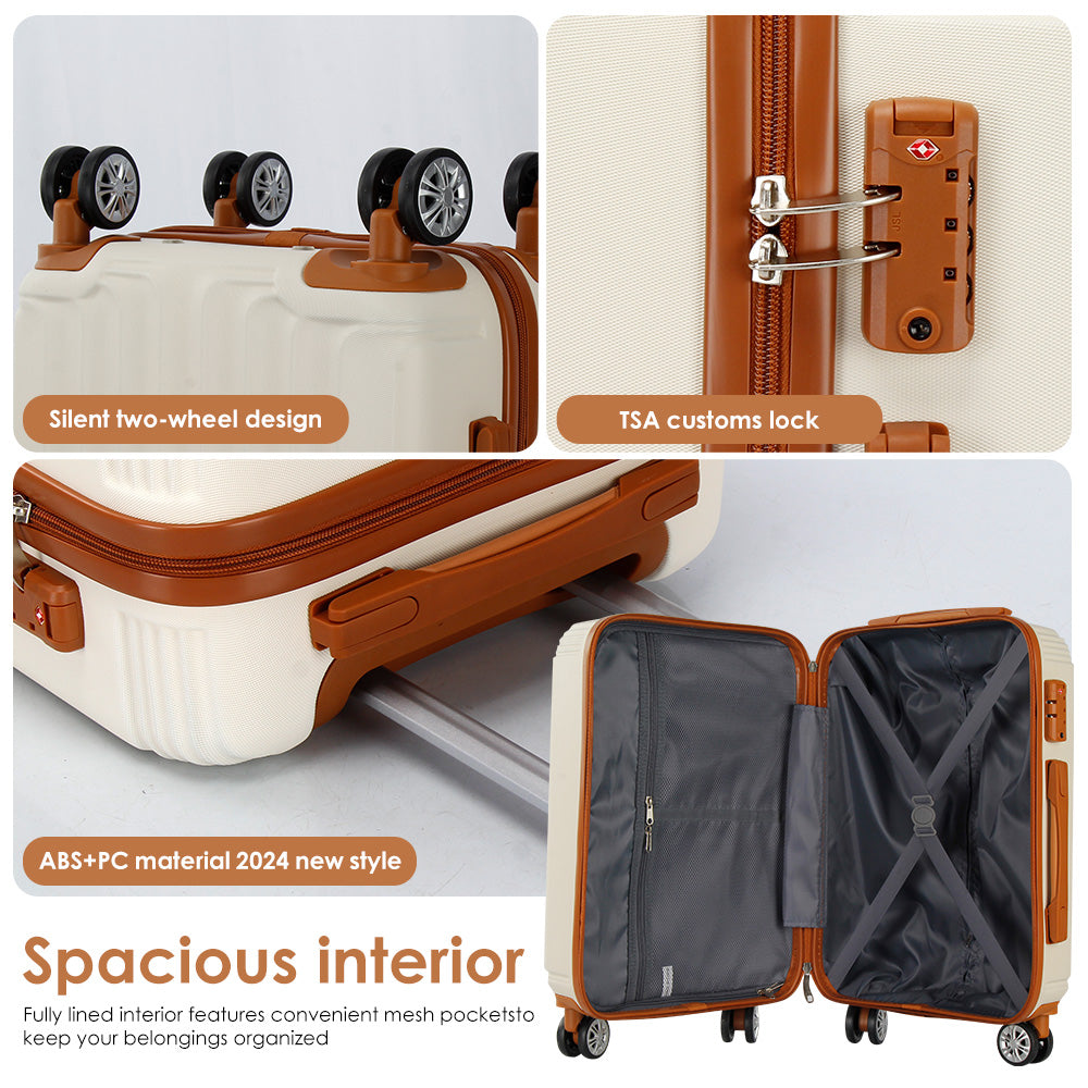 UUH 6-Piece Luggage Family Travel Set-Rose Gold
