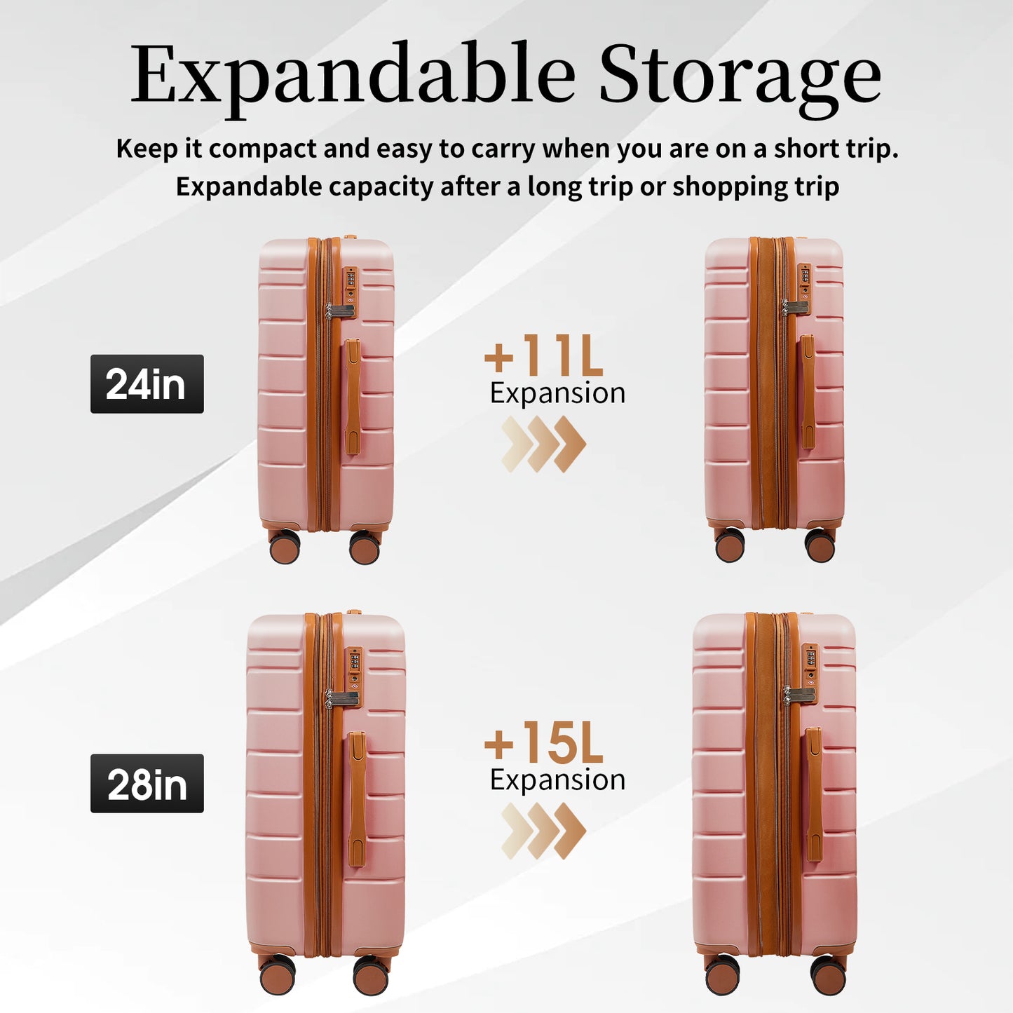 UUH 28-inch Luggage Family Travel 4-Piece Set – Buy 1 Get 3 Free (Includes 24/20/13-Inch)-Orange