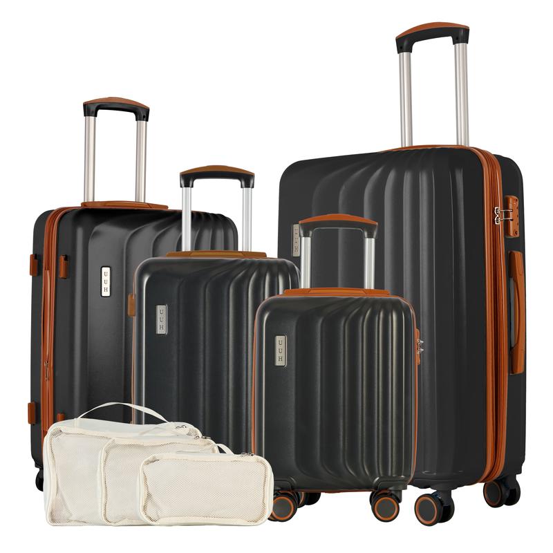 UUH Vertical Stripes - Small, Medium Check-in Hard Shell 4 Piece Luggage Set with 3 Storage Bags