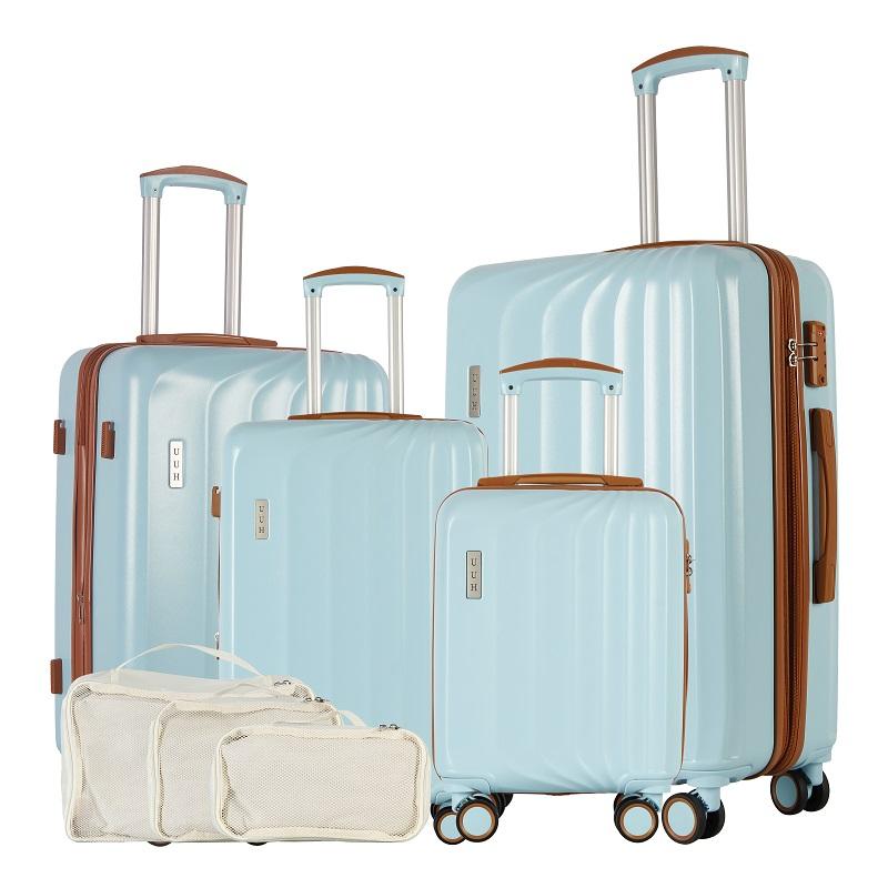 UUH Vertical Stripes - Small, Medium Check-in Hard Shell 4 Piece Luggage Set with 3 Storage Bags