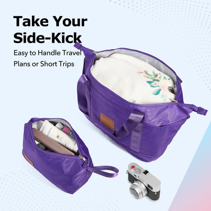 UUH Luggage Family Travel Set-3 Piece (Includes Canvas、Toiletry bag)-Purple-Pink