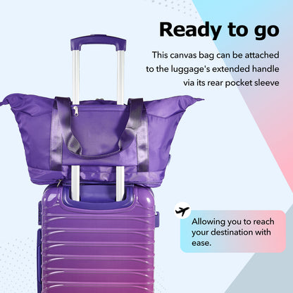 UUH Luggage Family Travel Set-3 Piece (Includes Canvas、Toiletry bag)-Purple-Pink