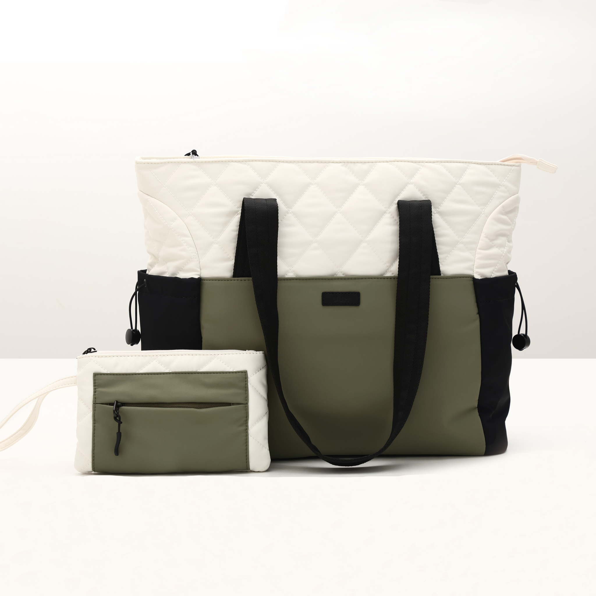 Color-Block Quilted Tote with Pouch