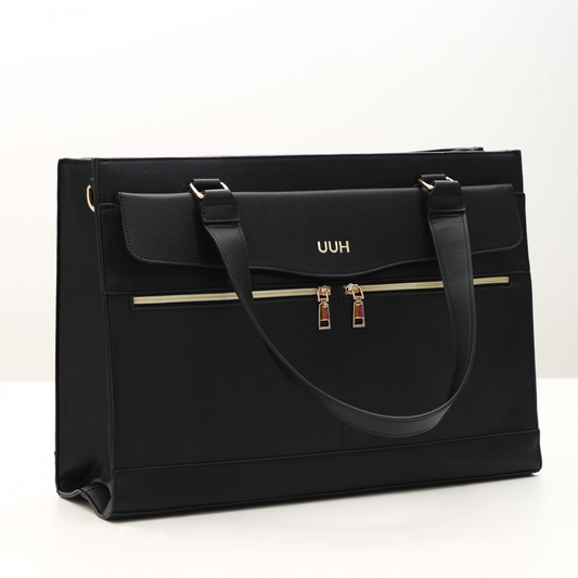 SpacioLuxe Leather Tote with Pouch