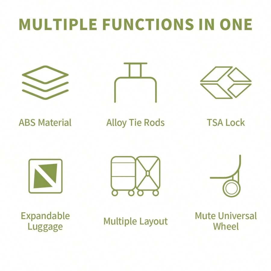 UUH 7-Piece Wavy Luggage Family Travel Set