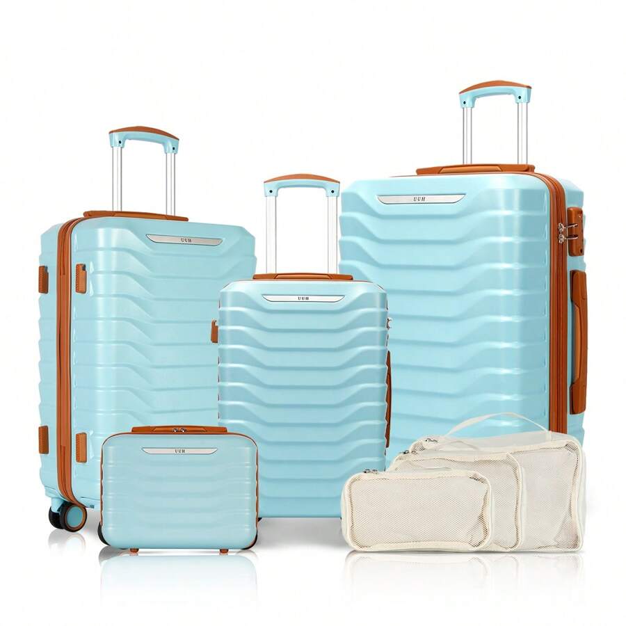 UUH 7-Piece Wavy Luggage Family Travel Set