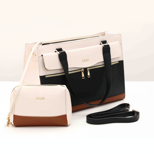 Travel Leather Tote with Pouch
