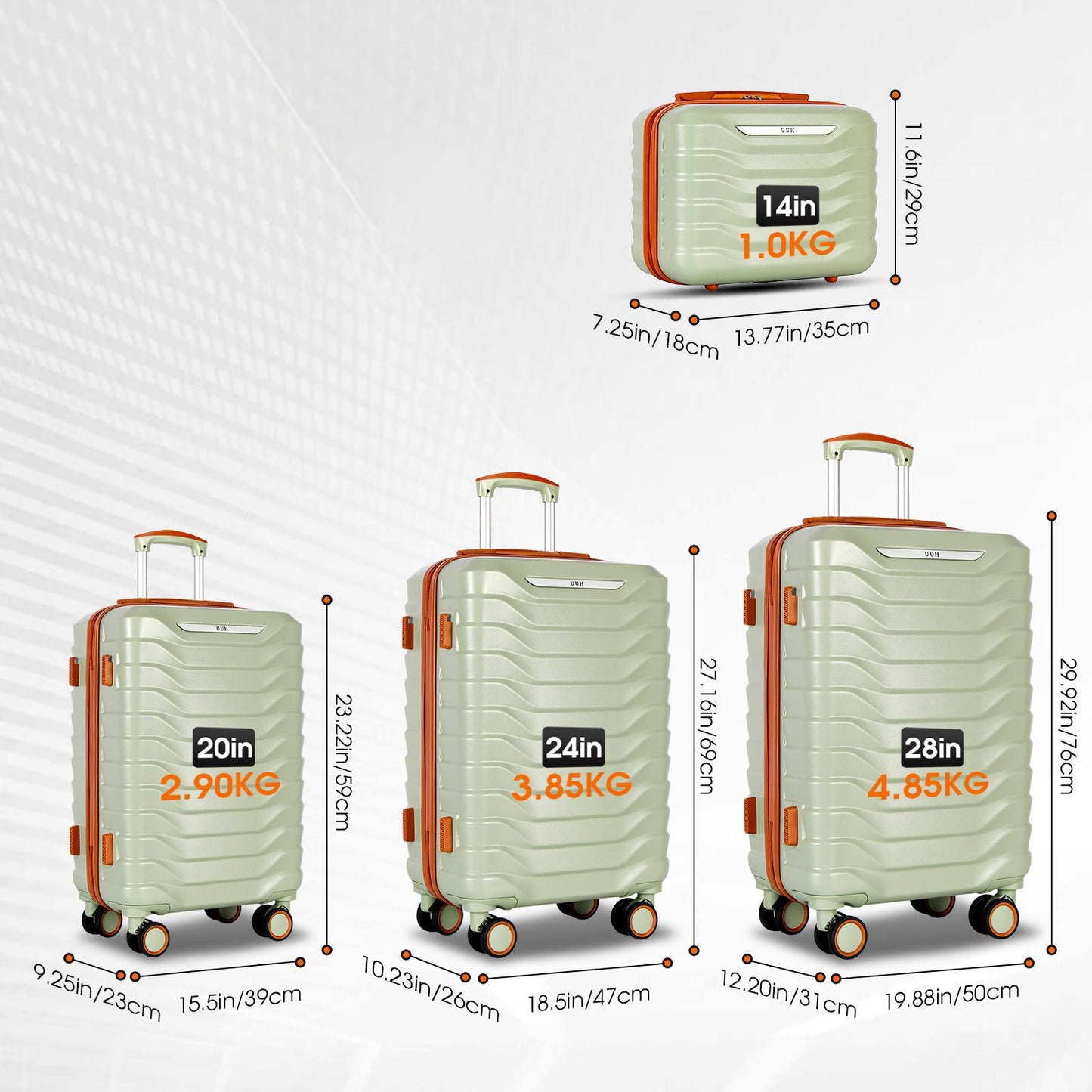 UUH 28-inch Luggage Family Travel 4-Piece Set – Buy 1 Get 3 Free (Includes 24/20/13-Inch)
