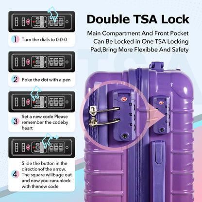 UUH Luggage Family Travel Set-3 Piece (Includes Canvas、Toiletry bag)-Purple-Pink