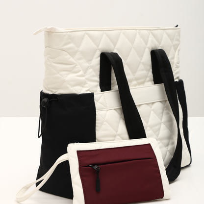 Modern Patchwork Tote with Pouch
