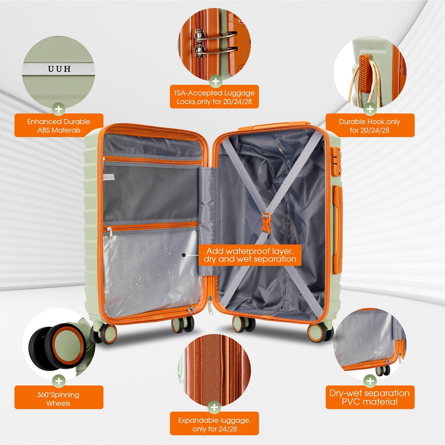 UUH 28-inch Luggage Family Travel 4-Piece Set – Buy 1 Get 3 Free (Includes 24/20/13-Inch)