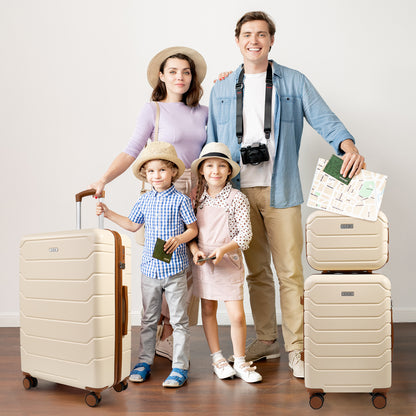 UUH 28-inch Luggage Family Travel 4-Piece Set – Buy 1 Get 3 Free (Includes 24/20/13-Inch)-Orange