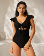 UUH Black Cutout One Piece Swimsuit