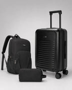 UUH 3 Piece Black Luggage Set ABS Hardshell