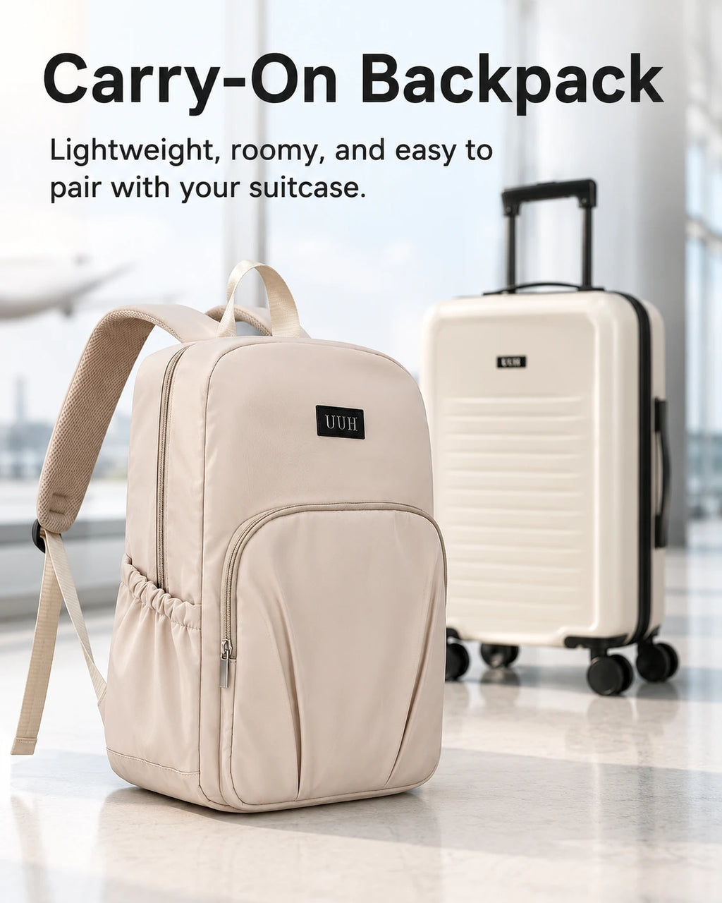 UUH 3 Piece White Luggage Set