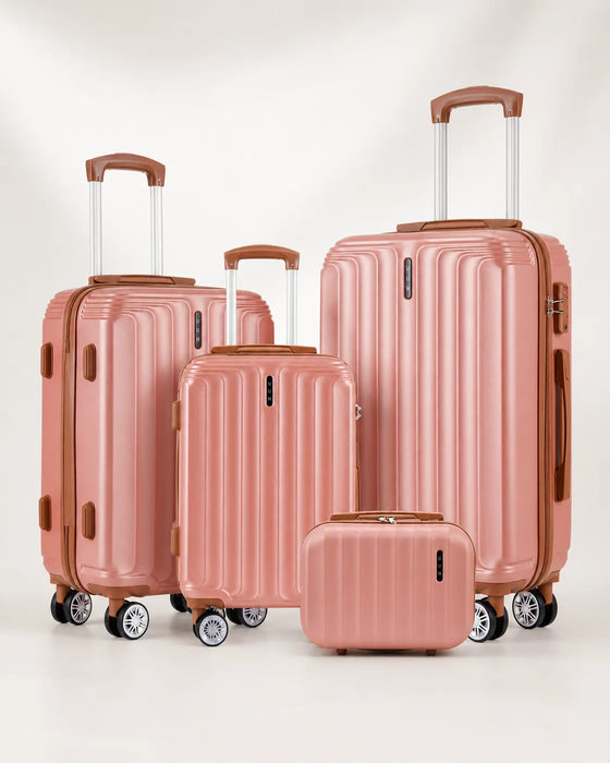 UUH 4 Piece Luggage Set Rose Gold Hardshell Suitcases