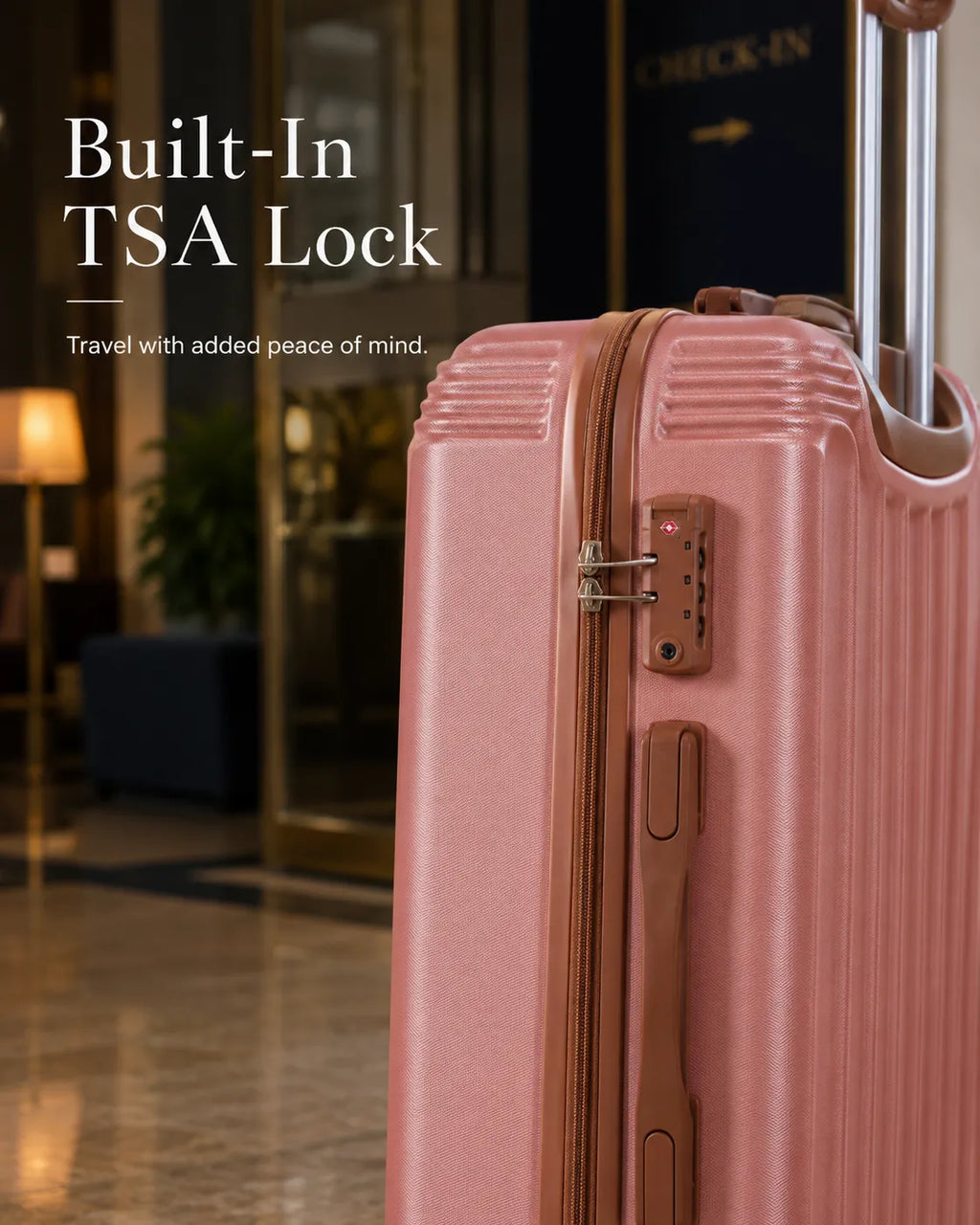 UUH 4 Piece Luggage Set Rose Gold Hardshell Suitcases