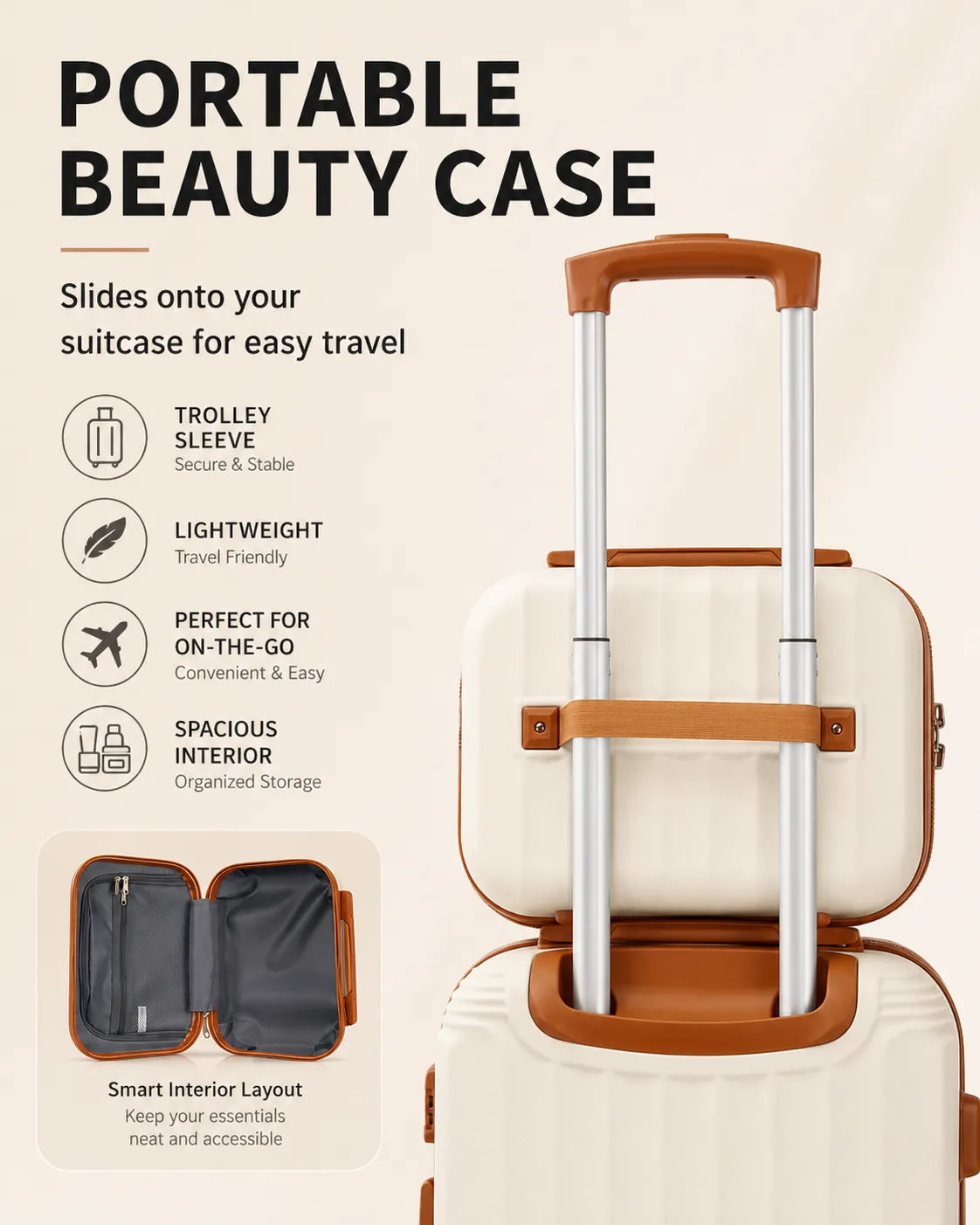 UUH 6 Piece Luggage Set White Hardshell Suitcases