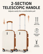 UUH 6 Piece Luggage Set White Hardshell Suitcases