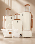 UUH 6 Piece Luggage Set White Hardshell Suitcases