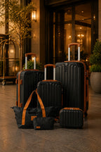 UUH 6 Piece Luggage Set Black Hardshell Suitcases