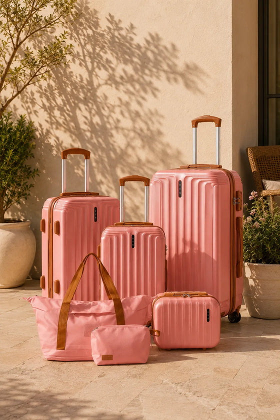 UUH 6 Piece Luggage Set Rose Gold Hardshell Suitcases