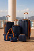 UUH 6 Piece Luggage Set Navy Blue Hardshell Suitcases