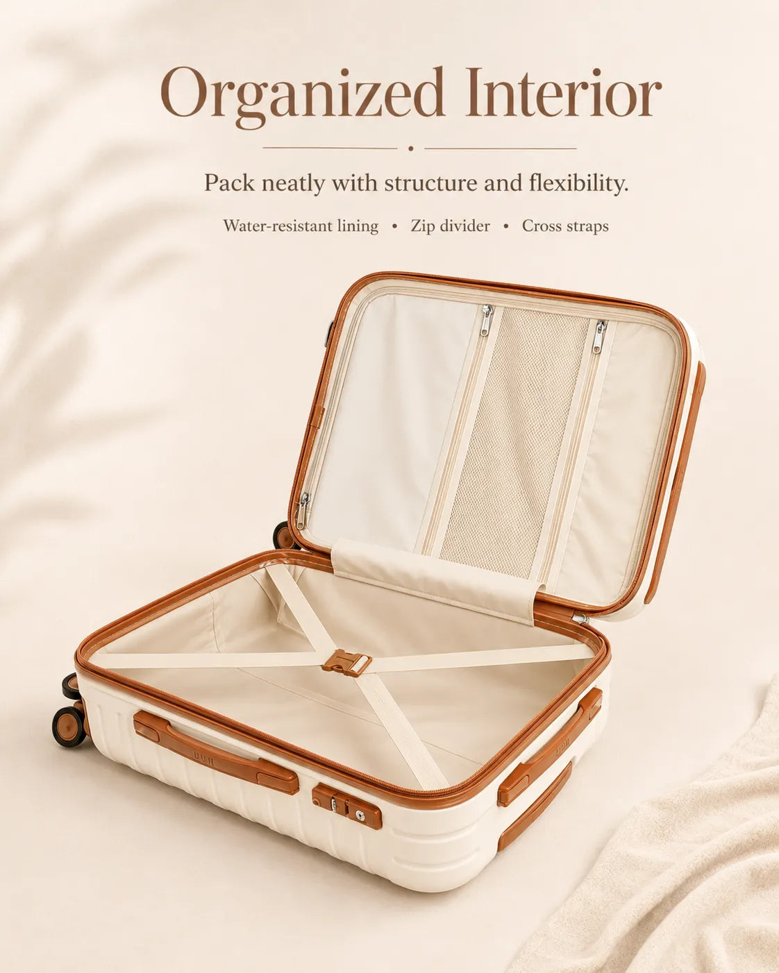 UUH 7 Piece Luggage Set White Hardshell Suitcases