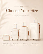 UUH 7 Piece Luggage Set White Hardshell Suitcases