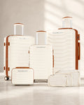 UUH 7 Piece Luggage Set White Hardshell Suitcases