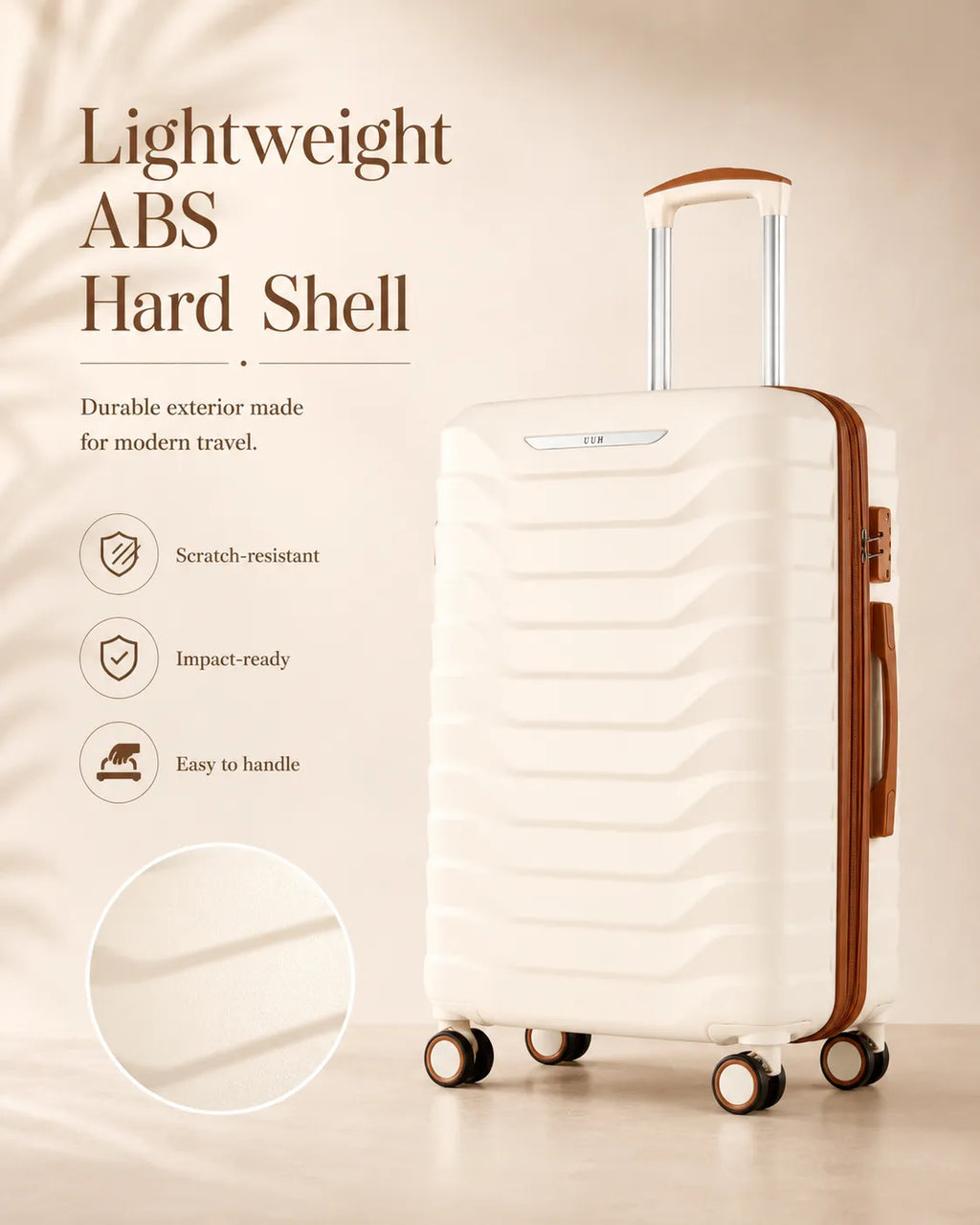 UUH 7 Piece Luggage Set White Hardshell Suitcases