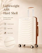 UUH 7 Piece Luggage Set White Hardshell Suitcases