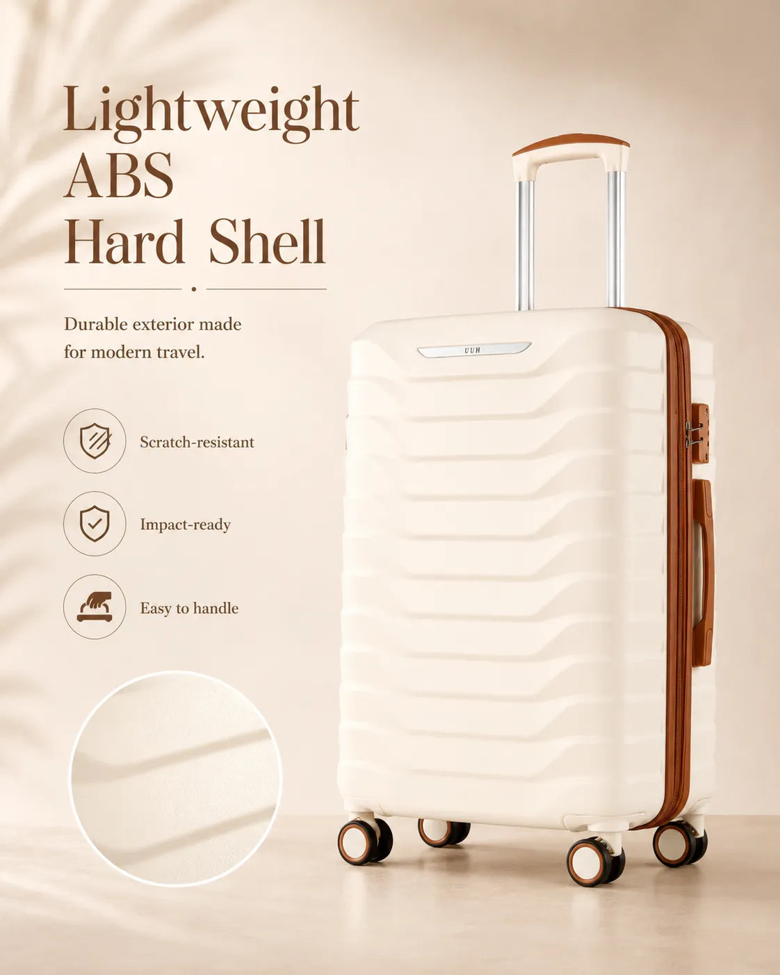 UUH 7 Piece Luggage Set White Hardshell Suitcases