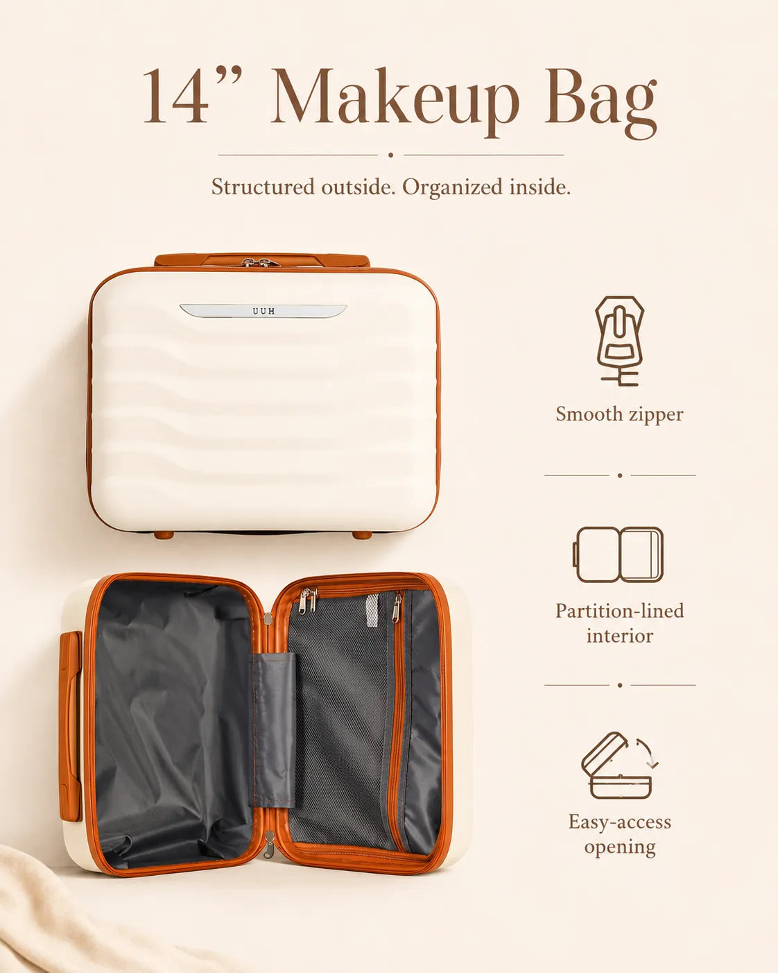 UUH 7 Piece Luggage Set White Hardshell Suitcases