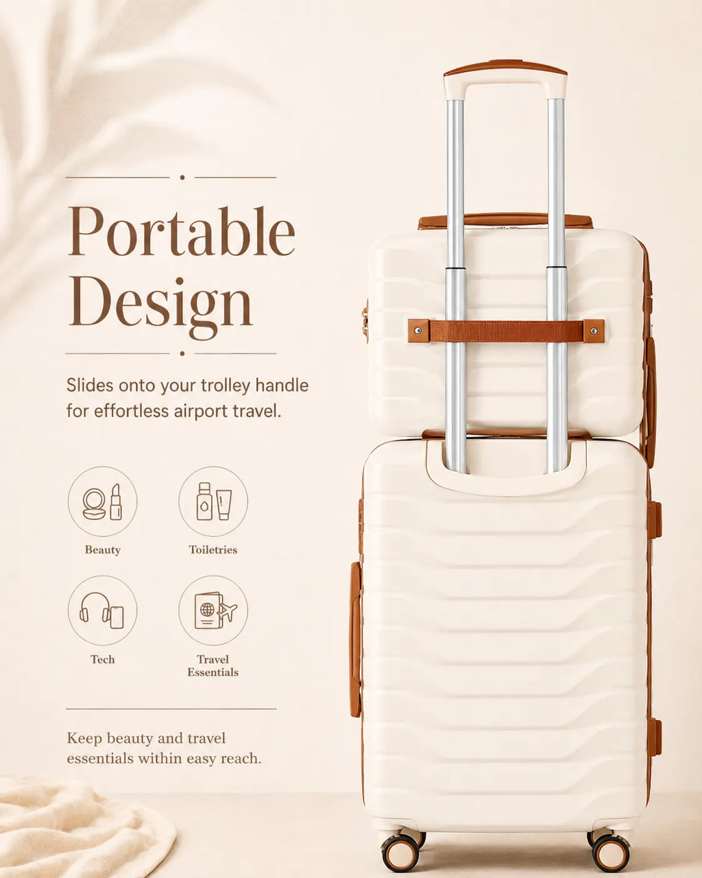 UUH 7 Piece Luggage Set White Hardshell Suitcases