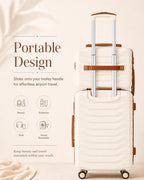 UUH 7 Piece Luggage Set White Hardshell Suitcases