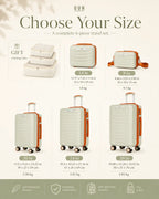 UUH 8 Piece Luggage Set Light Sage Green Hardshell Suitcases