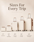 UUH 8 Piece Luggage Set White Hardshell Suitcases