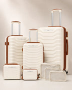 UUH 8 Piece Luggage Set White Hardshell Suitcases