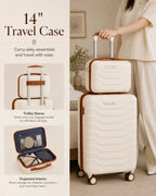 UUH 8 Piece Luggage Set White Hardshell Suitcases