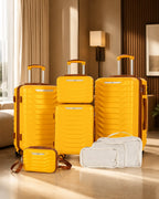 UUH 8 Piece Luggage Set Yellow Hardshell Suitcases