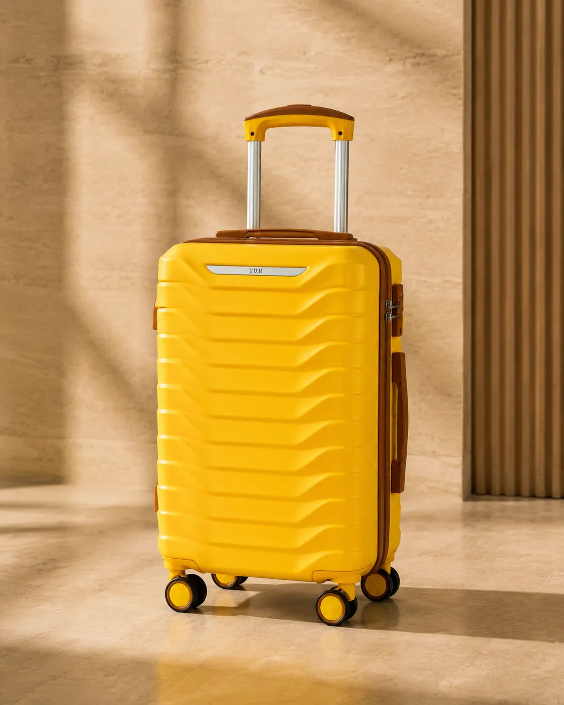 UUH 7 Piece Luggage Set Yellow Hardshell Suitcases