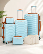 UUH 8 Piece Luggage Set Space Blue Hardshell Suitcases