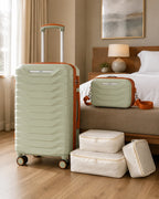 UUH 8 Piece Luggage Set Light Sage Green Hardshell Suitcases