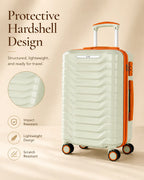 UUH 7 Piece Luggage Set Light Sage Green Hardshell Suitcases