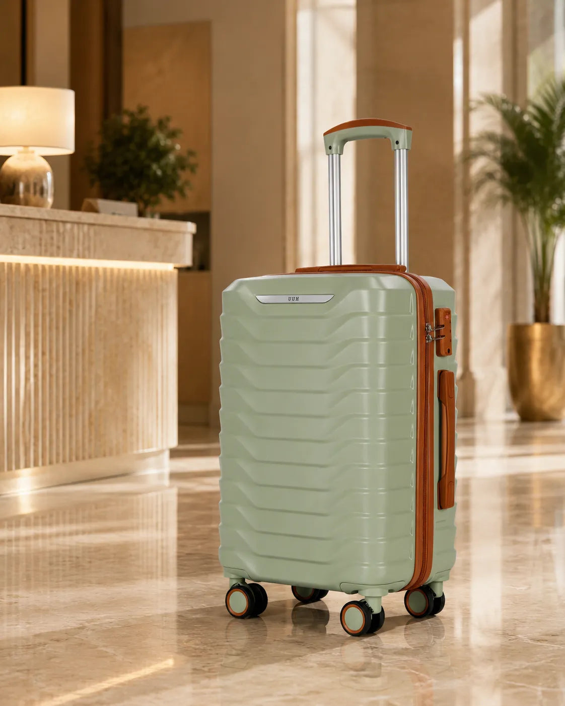 UUH 8 Piece Luggage Set Light Sage Green Hardshell Suitcases