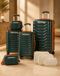 UUH 8 Piece Luggage Set Army Green Hardshell Suitcases