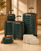UUH 8 Piece Luggage Set Army Green Hardshell Suitcases